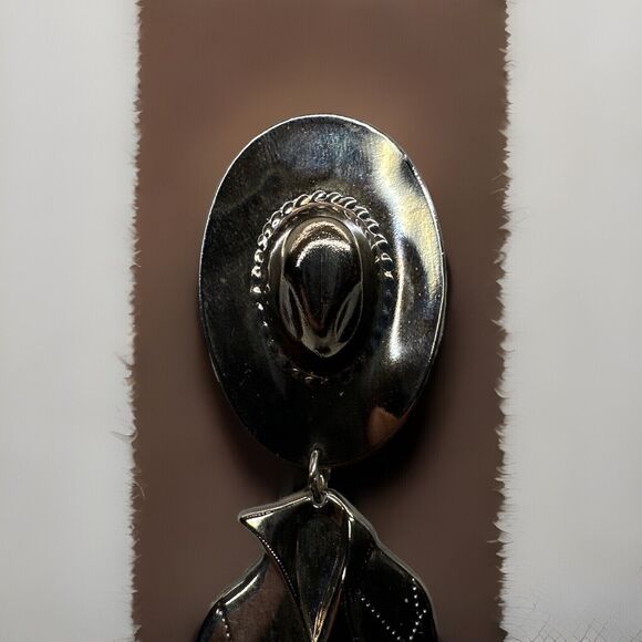 Vtg Articulating Cowboy Brooch w/Movable Parts, Western Hat & Boots, Collectible - Picture 2 of 7